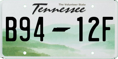 TN license plate B9412F