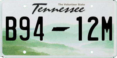 TN license plate B9412M