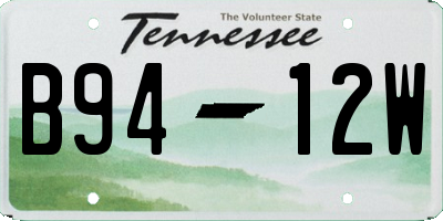 TN license plate B9412W