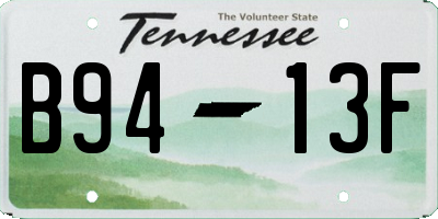 TN license plate B9413F