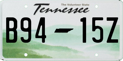 TN license plate B9415Z
