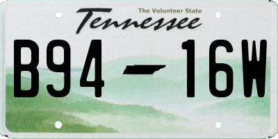 TN license plate B9416W