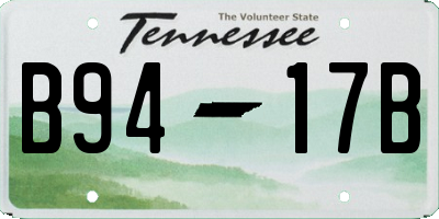 TN license plate B9417B