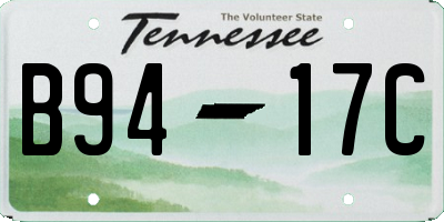 TN license plate B9417C