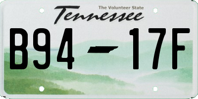 TN license plate B9417F