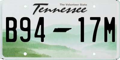 TN license plate B9417M