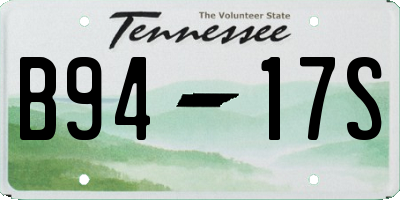 TN license plate B9417S