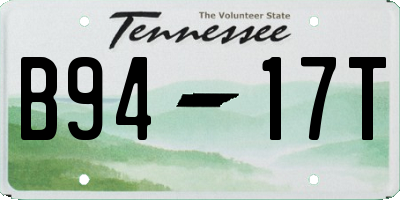 TN license plate B9417T
