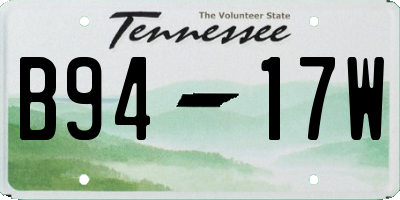 TN license plate B9417W