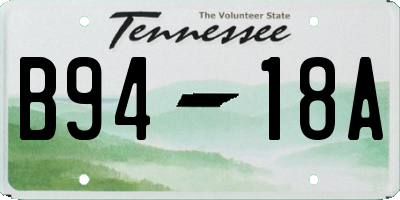 TN license plate B9418A