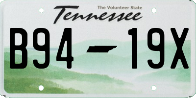 TN license plate B9419X