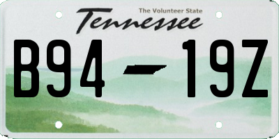 TN license plate B9419Z