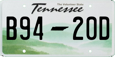 TN license plate B9420D