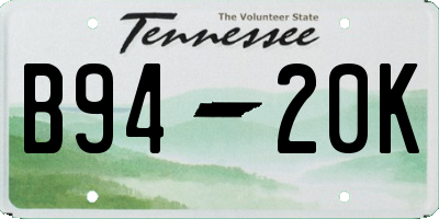 TN license plate B9420K