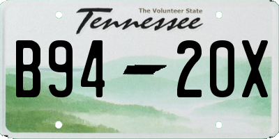 TN license plate B9420X