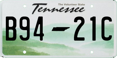 TN license plate B9421C