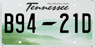 TN license plate B9421D