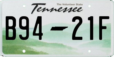 TN license plate B9421F