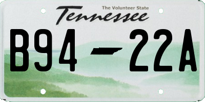 TN license plate B9422A