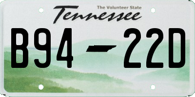 TN license plate B9422D