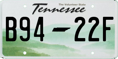 TN license plate B9422F