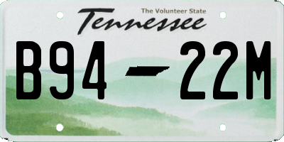 TN license plate B9422M