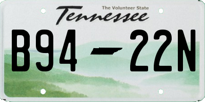 TN license plate B9422N