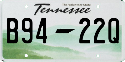TN license plate B9422Q