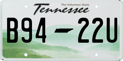 TN license plate B9422U