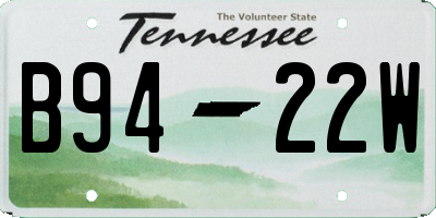 TN license plate B9422W