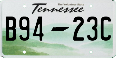 TN license plate B9423C
