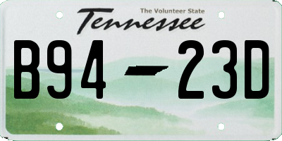 TN license plate B9423D