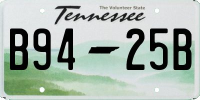 TN license plate B9425B