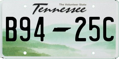TN license plate B9425C