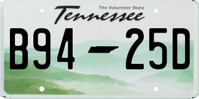 TN license plate B9425D