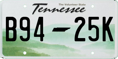 TN license plate B9425K