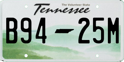 TN license plate B9425M