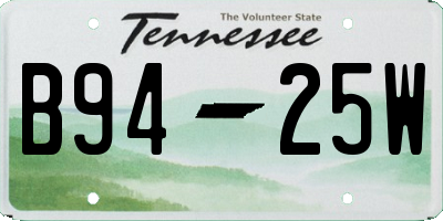 TN license plate B9425W