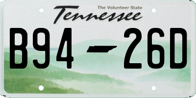 TN license plate B9426D
