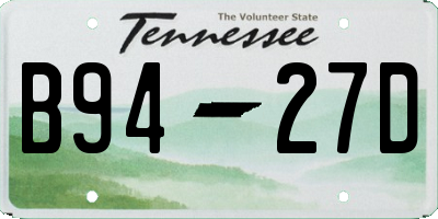 TN license plate B9427D
