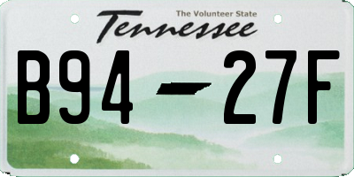 TN license plate B9427F