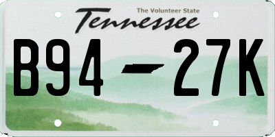 TN license plate B9427K