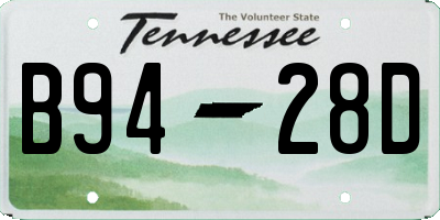 TN license plate B9428D