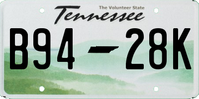 TN license plate B9428K