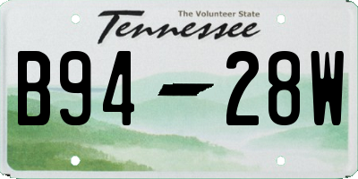 TN license plate B9428W