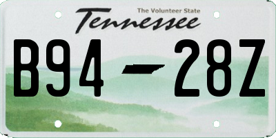 TN license plate B9428Z