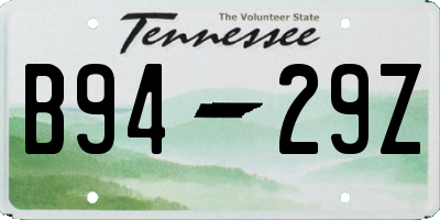 TN license plate B9429Z