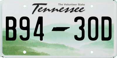 TN license plate B9430D