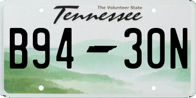 TN license plate B9430N