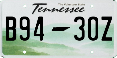TN license plate B9430Z